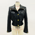Goods Star Locomotive Slim Fit Waistline Plaid Short Leather Jacket Coat Wanita Store
