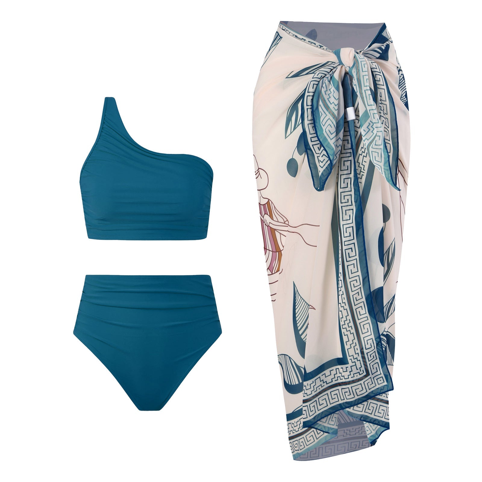 High Waist Asymmetric Ruched Bikini Set Bella Mia