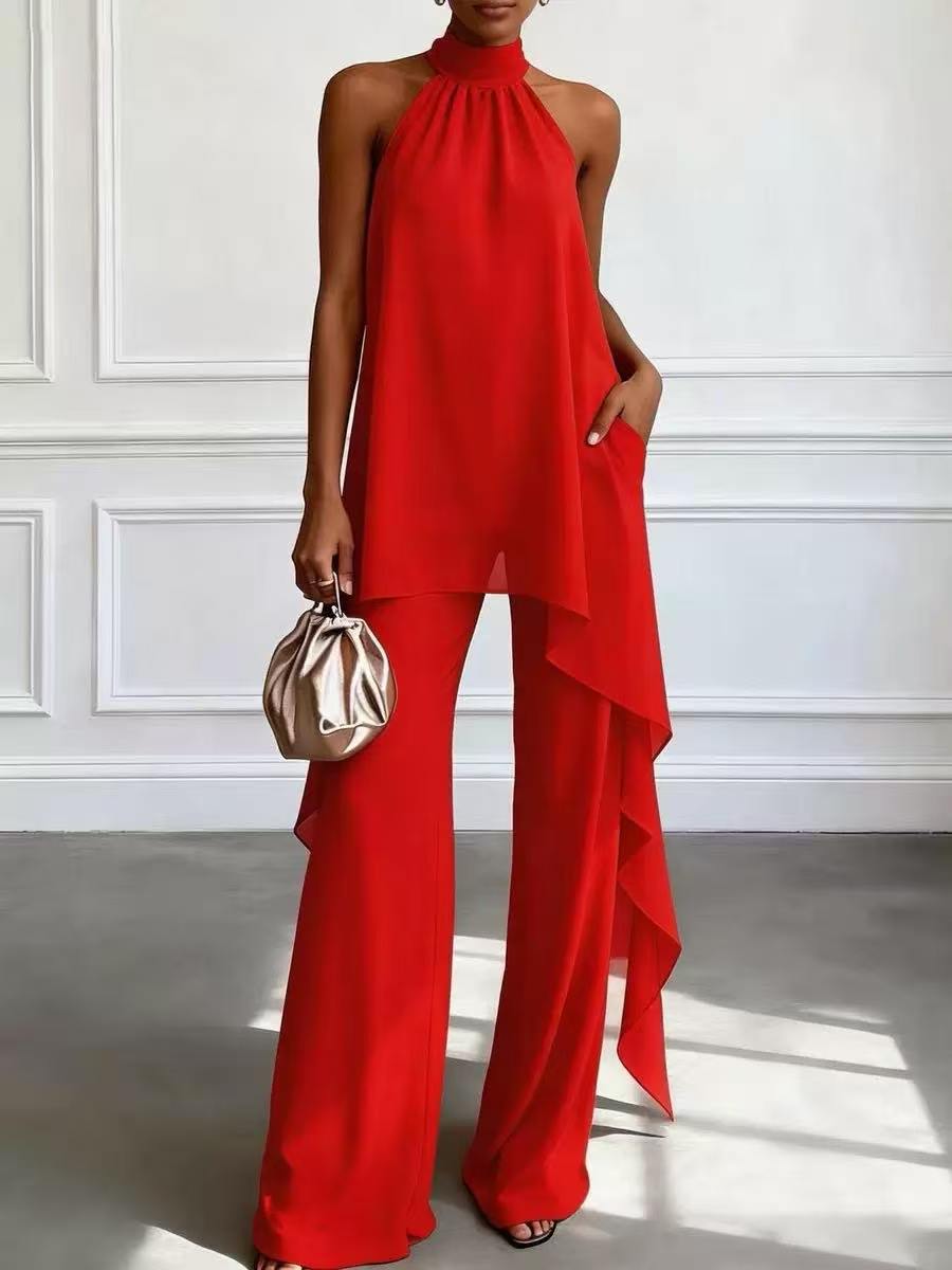 Elegant Halter Sleeve Chiffon Two Piece Sets Bella Mia