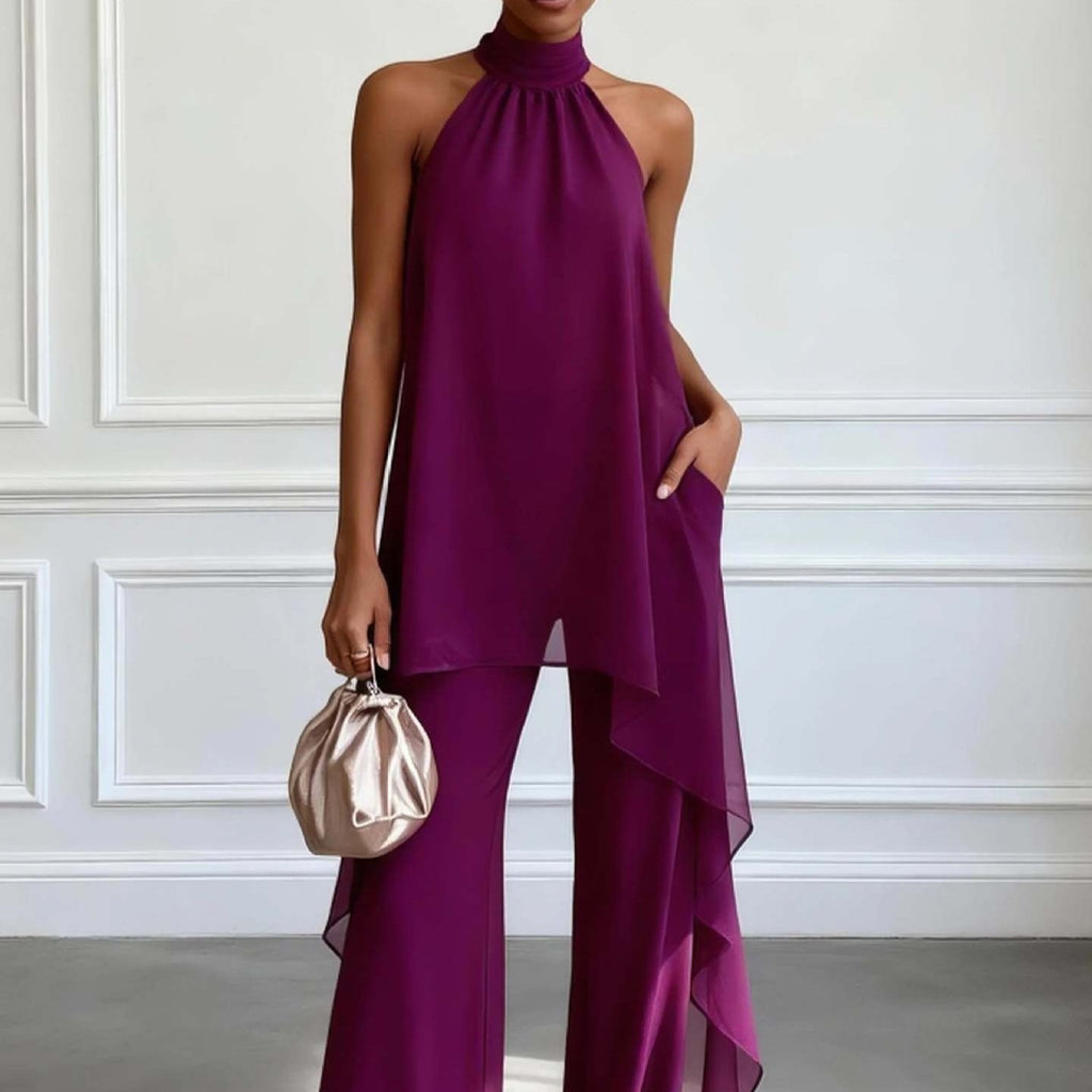 Elegant Halter Sleeve Chiffon Two Piece Sets Bella Mia