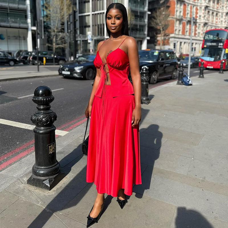 Bandage Sling Top & High Waist Skirt Two-Piece Set Bella Mia