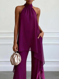 Elegant Halter Sleeve Chiffon Two Piece Sets Bella Mia