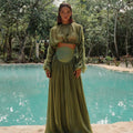 Women Clothing Spring Elegant Pleated Short Top High Waist Drooping Skirt Two Piece Sets Women Bella Mia