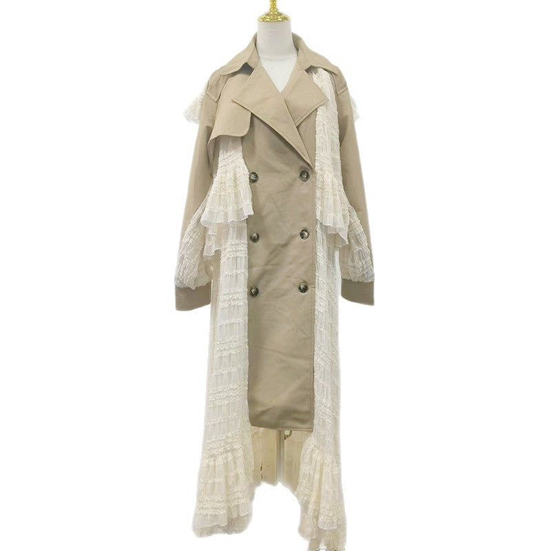 Lace Stitching High-Grade Waist-Slimming Trench Coat Bella Mia