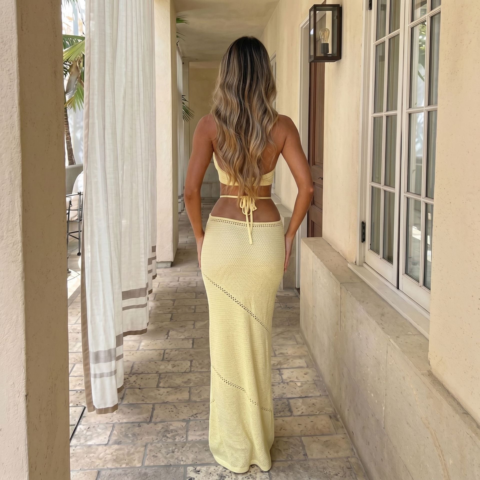 Autumn Winter Knit Hollow-Out Beach Dress Bella Mia