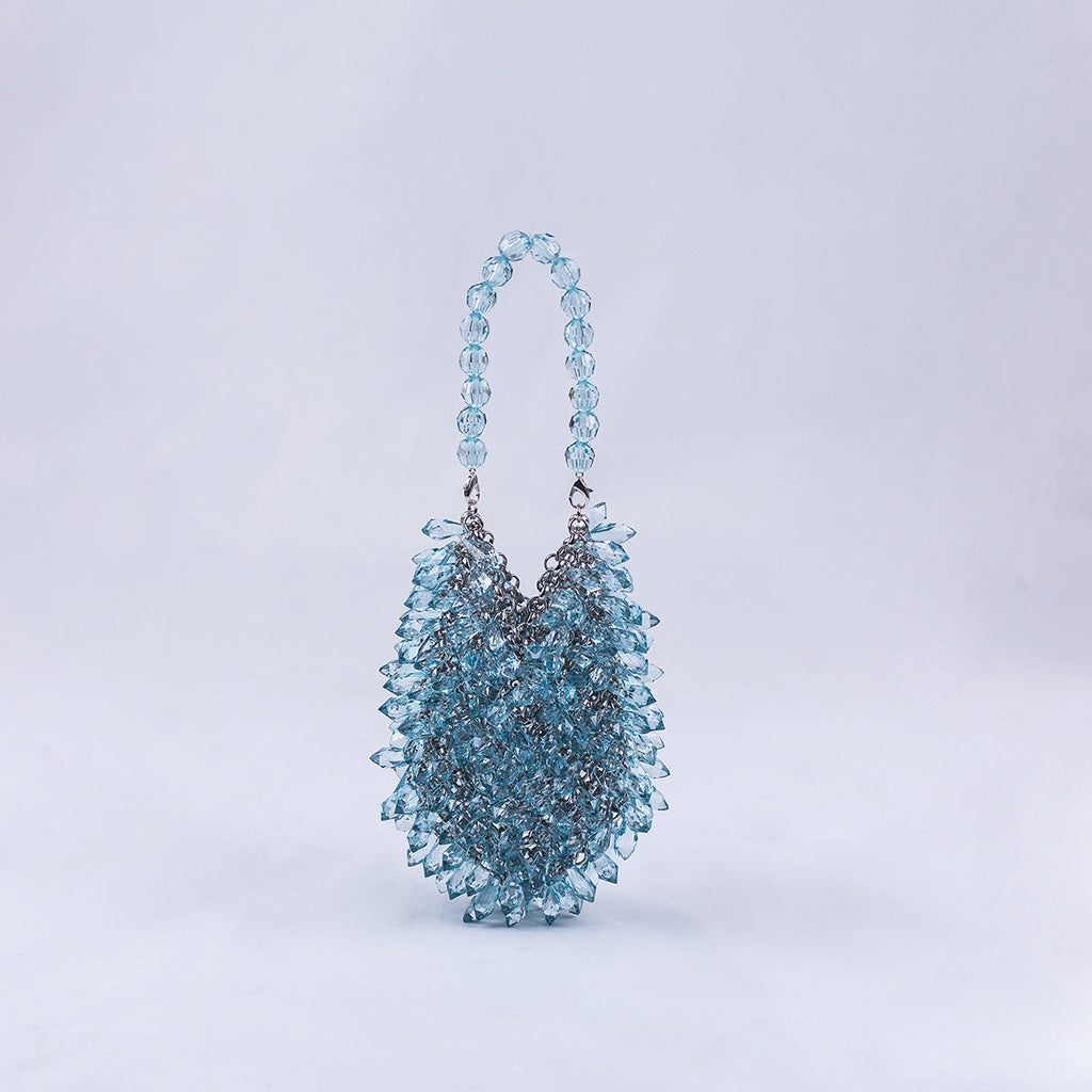 Hand Woven Direct Transparent Crystal Acrylic Water Drop Metal Handmade Women Handbag