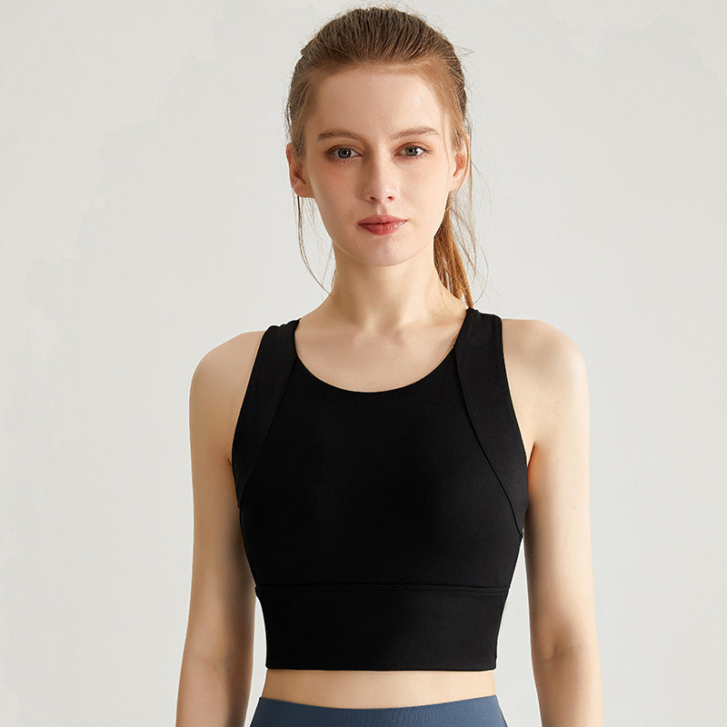 High-Strength Shockproof Nude Feel Sports Underwear Women Running Quick-Drying Fitness Yoga Wear Bra One-Piece Cup