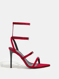 Rhinestone Buckle Pointed Toe 11cm Stiletto Sandals