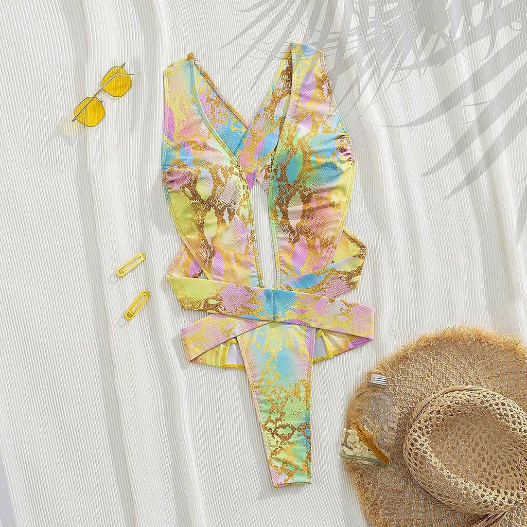 Snakeskin Cutout One-Piece Swimsuit Bella Mia