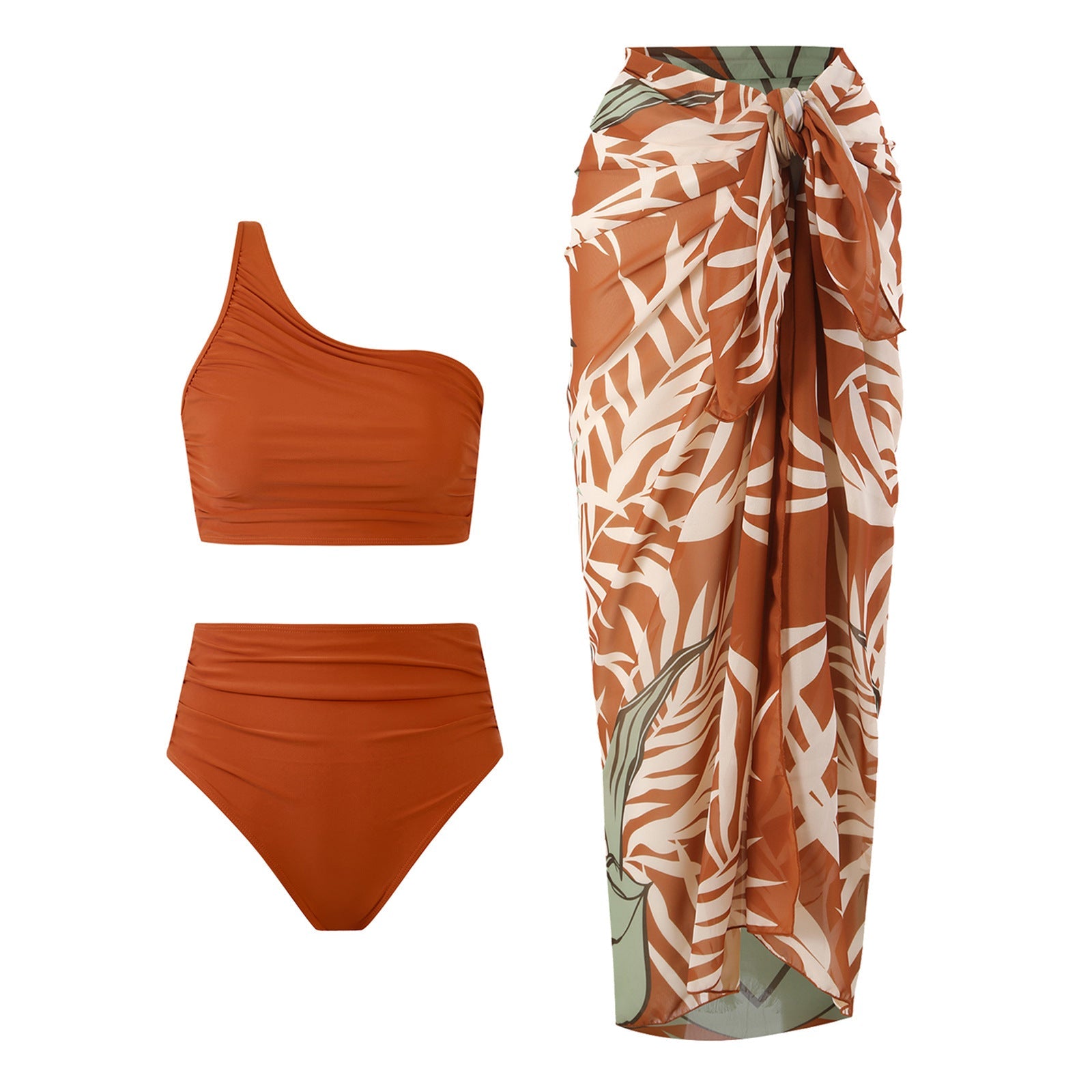 High Waist Asymmetric Ruched Bikini Set Bella Mia