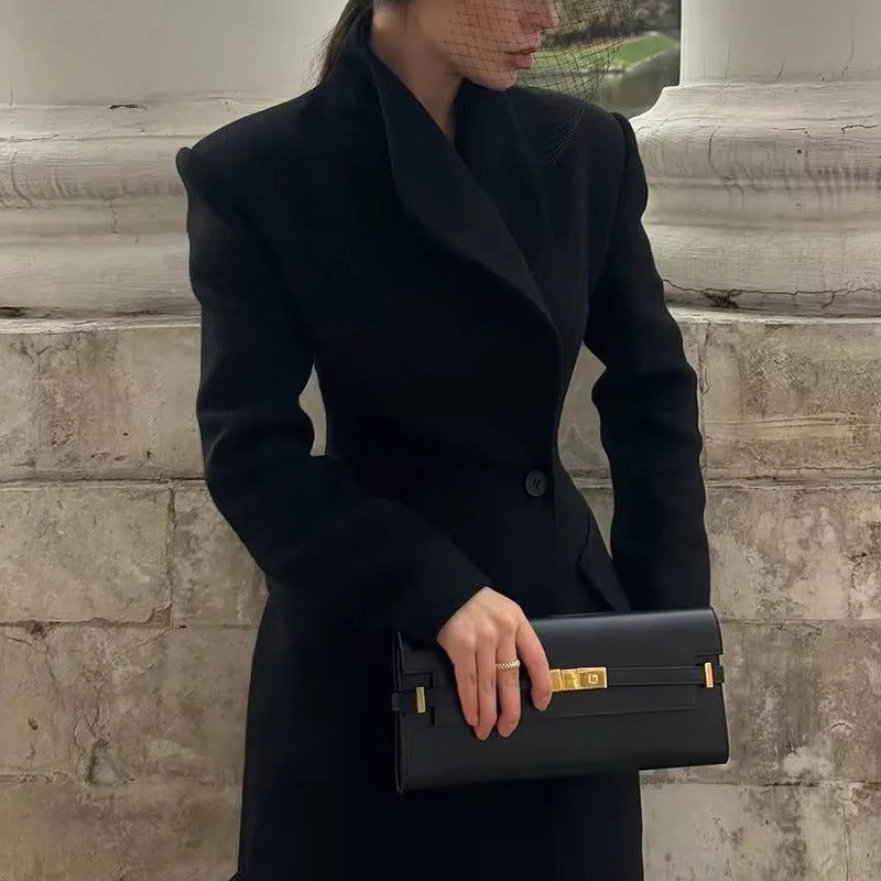 Korean Elegant Long-Cut Woolen Coat Bella Mia