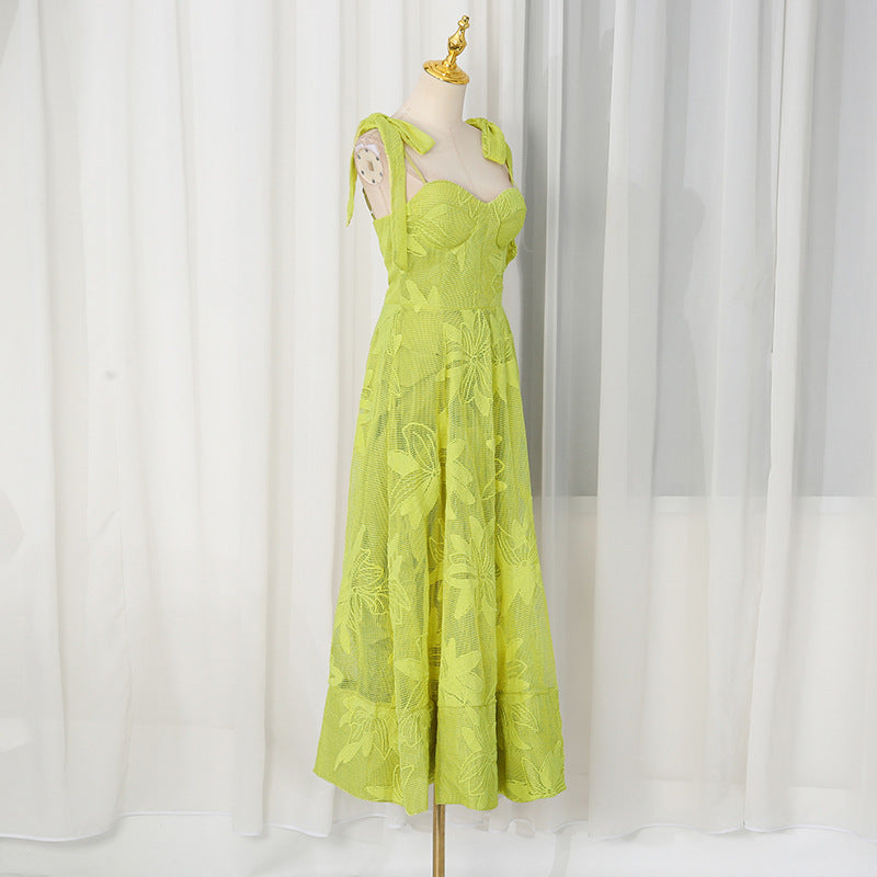 Artistic Retro Socialite Summer High Sense Slim Sexy Strap Dress Women