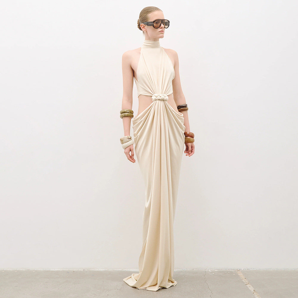 Twisted Hollow Out Cutout out Embellished Maxi Dress Winter Women Clothing Turtleneck Sleeveless Cropped Outfit Niche Dress Visual Ragazza