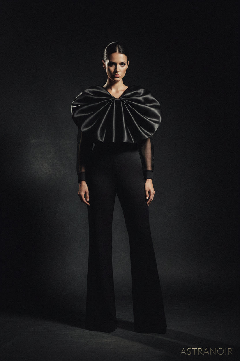 Spring V neck Tramsparent Yarn Long Sleeve High Waist Jumpsuit Casual Office Women Jumpsuit