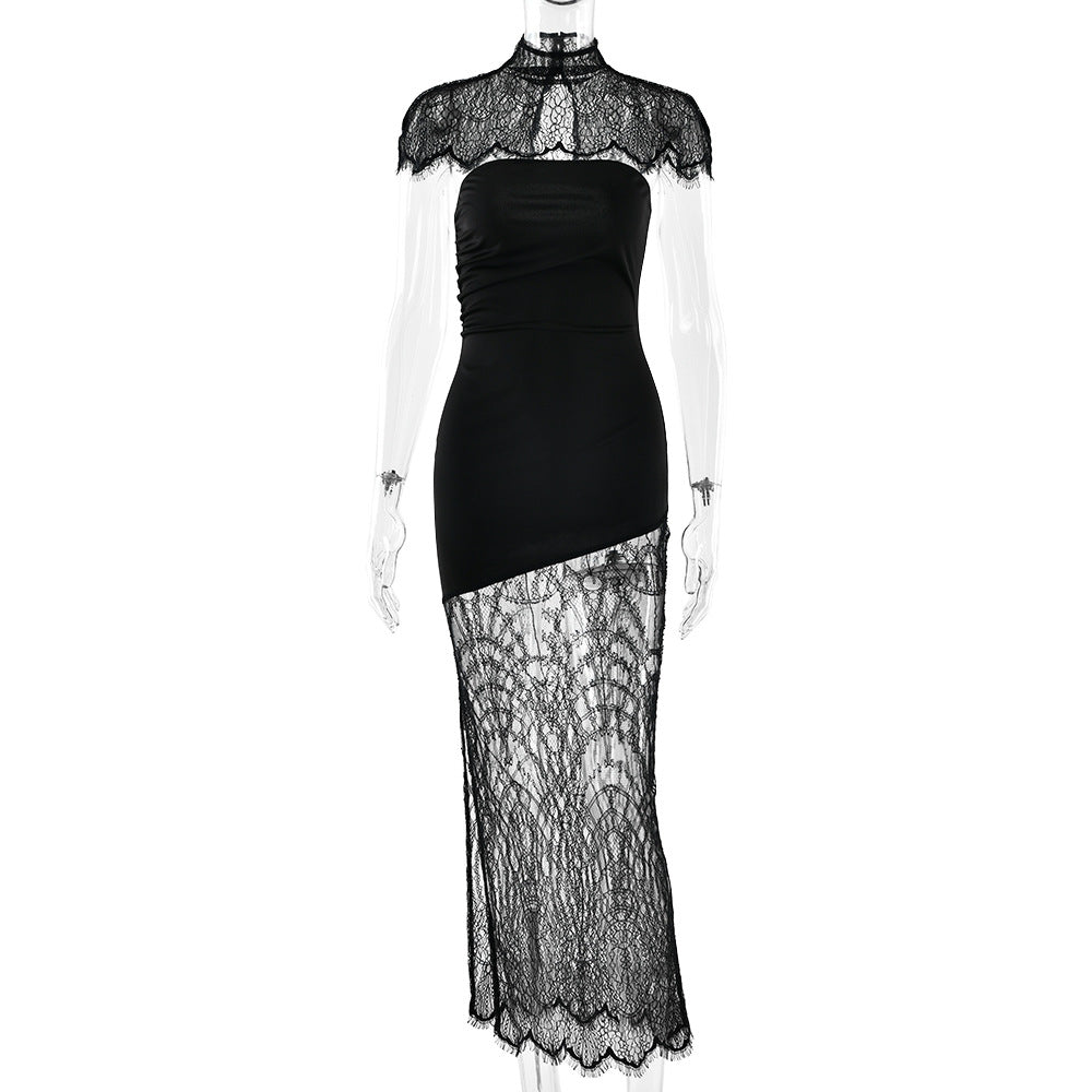 Lace Cape Tube Top Backless Split Dress Bella Mia