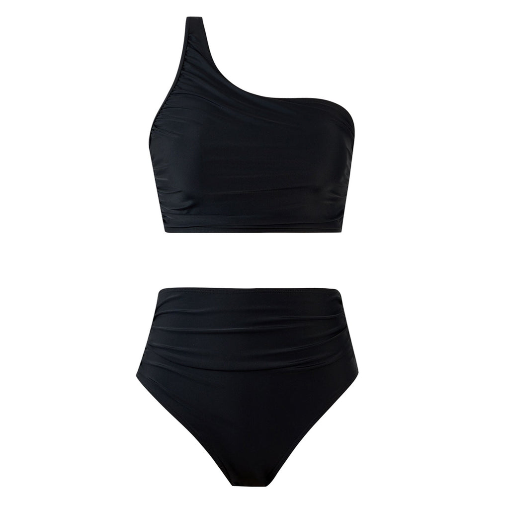 High Waist Asymmetric Ruched Bikini Set Bella Mia