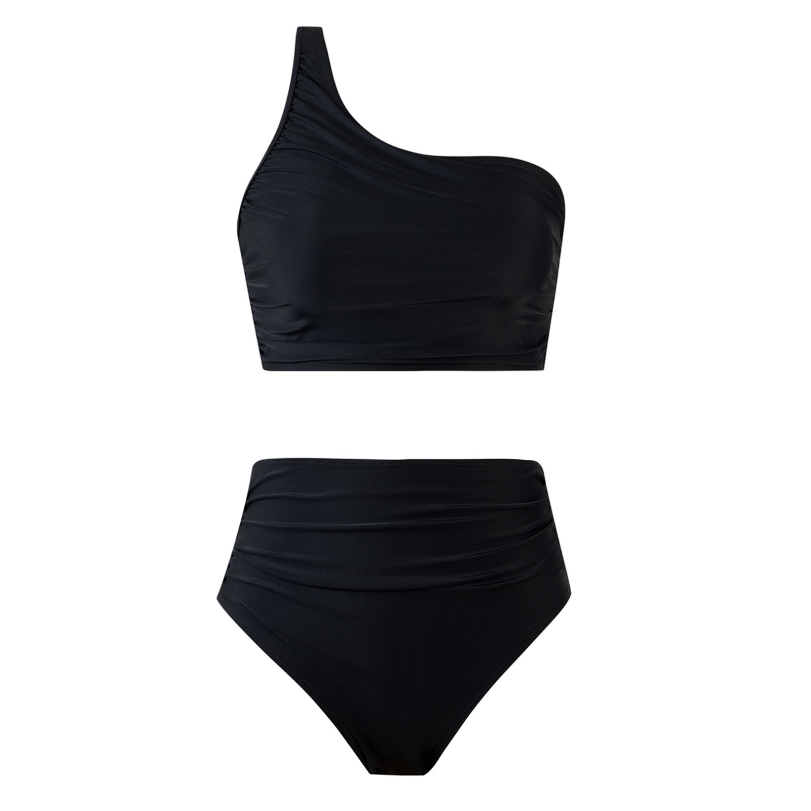 High Waist Asymmetric Ruched Bikini Set Bella Mia