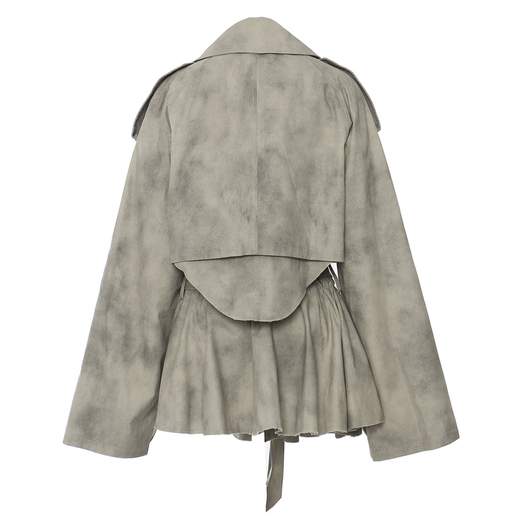 Autumn Winter Camouflage Printing Ink Printing Coat Trench Coat Skirt Casual Suit