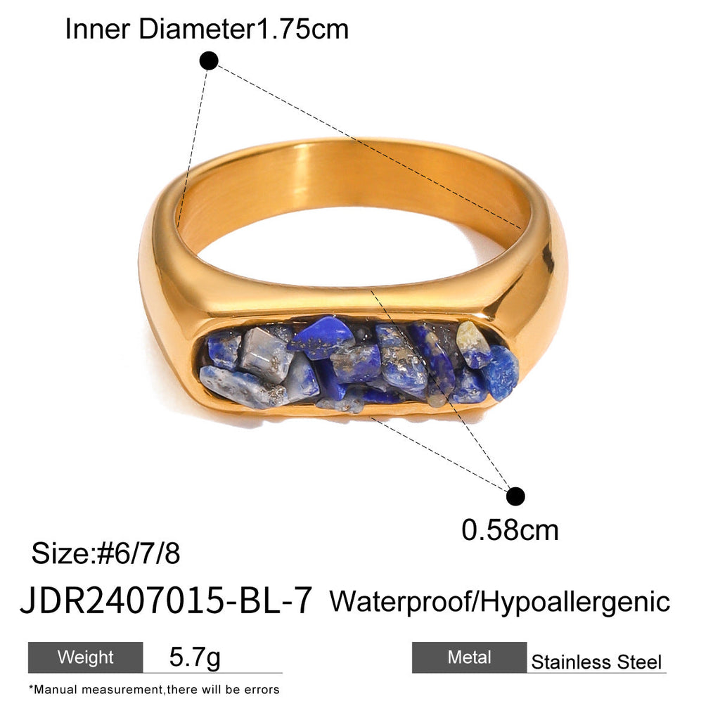Stainless Steel Natural Stone Eye Catching Ring High Grade Ring Titanium Steel Hand Jewelry Rings