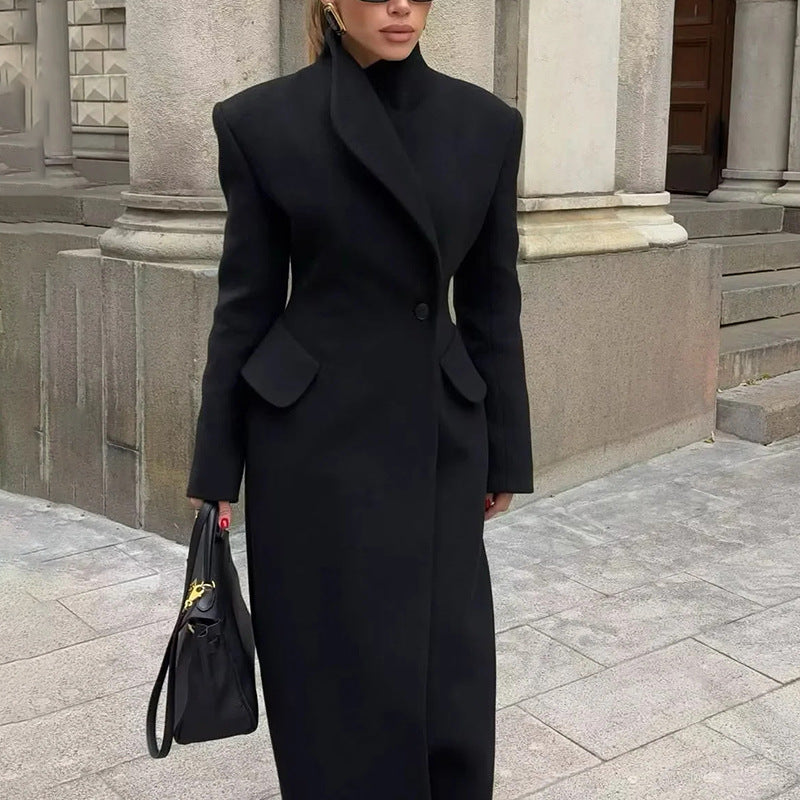 Korean Elegant Long-Cut Woolen Coat Bella Mia