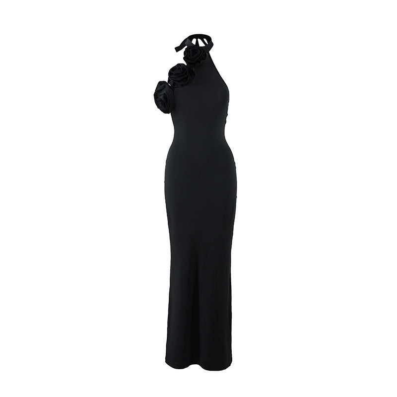 3D Floral Halter Backless Split Dress Bella Mia