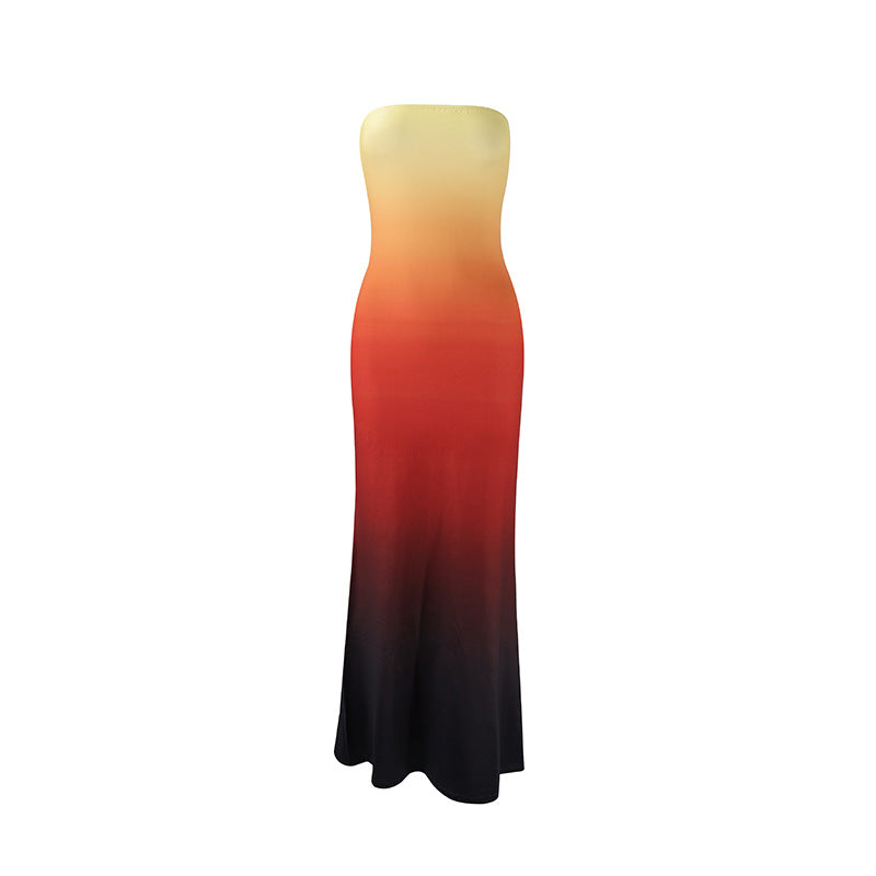 Summer High Class Elegant Sexy Bandeau Slim Fit Long Holiday Dress