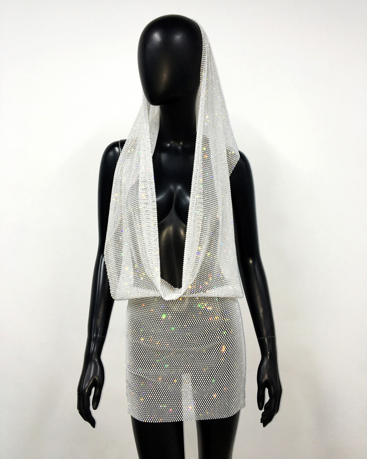 Autumn Winter Rhinestone Pockets Collar Halter Dress Sexy Backless Party Hip Dress