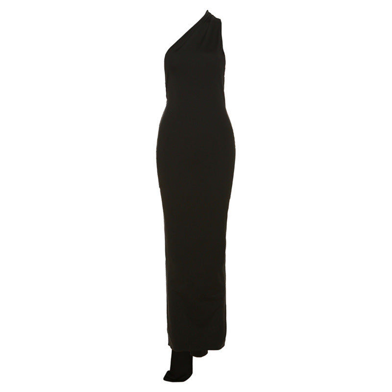 Halter Backless Ruched Bodycon Maxi Dress