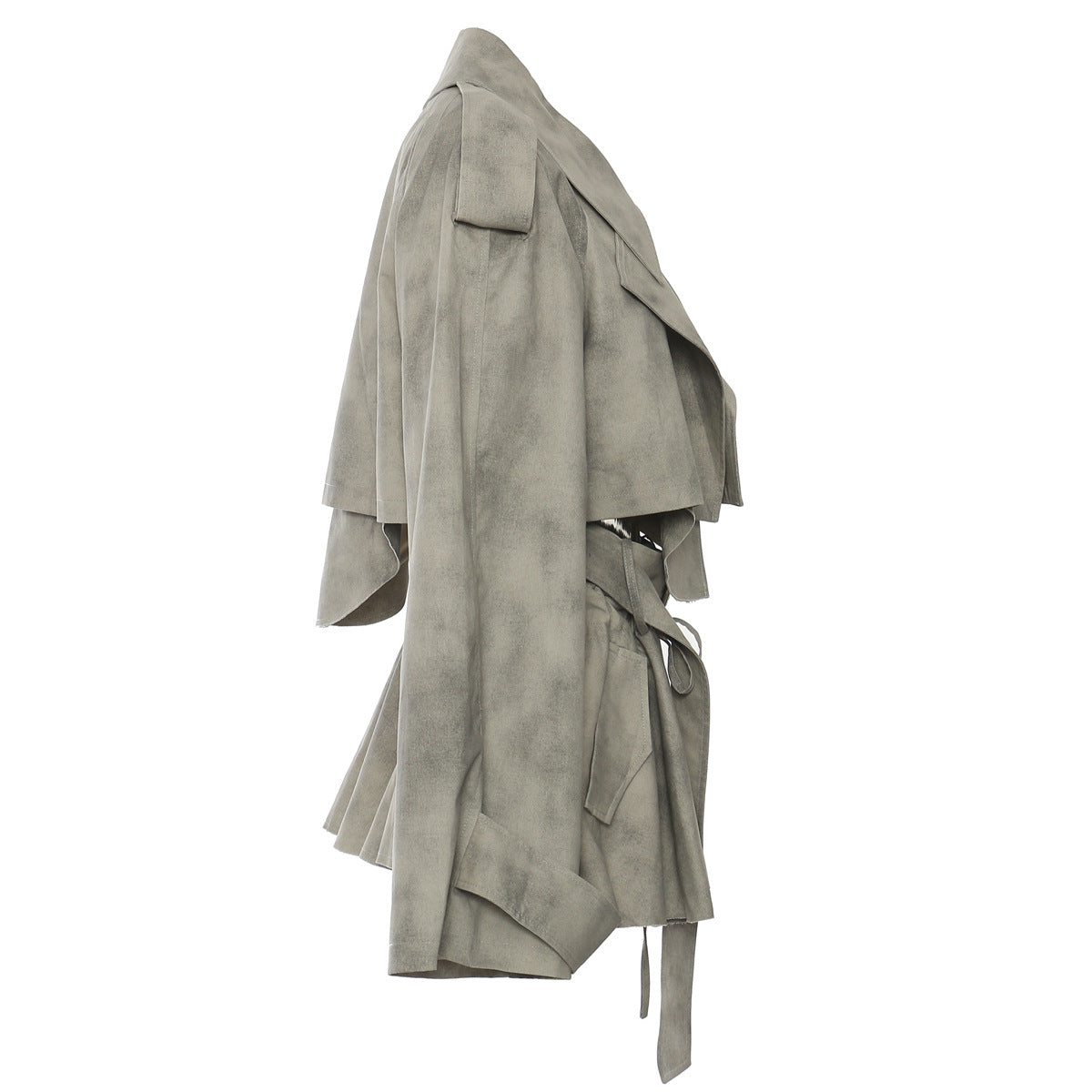Autumn Winter Camouflage Printing Ink Printing Coat Trench Coat Skirt Casual Suit
