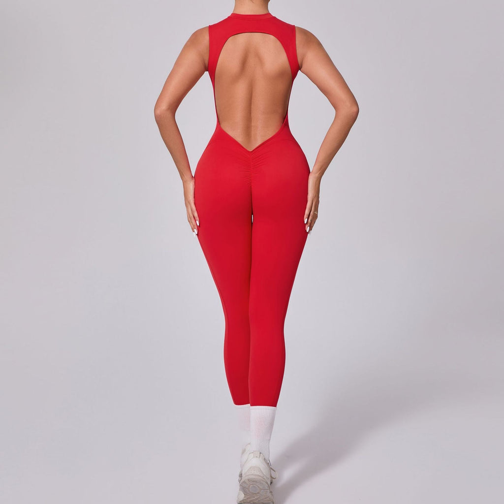 Backless Sleeveless Yoga Jumpsuit Peach Hip Fitness Detachable Chest Pad Sports Jumpsuit
