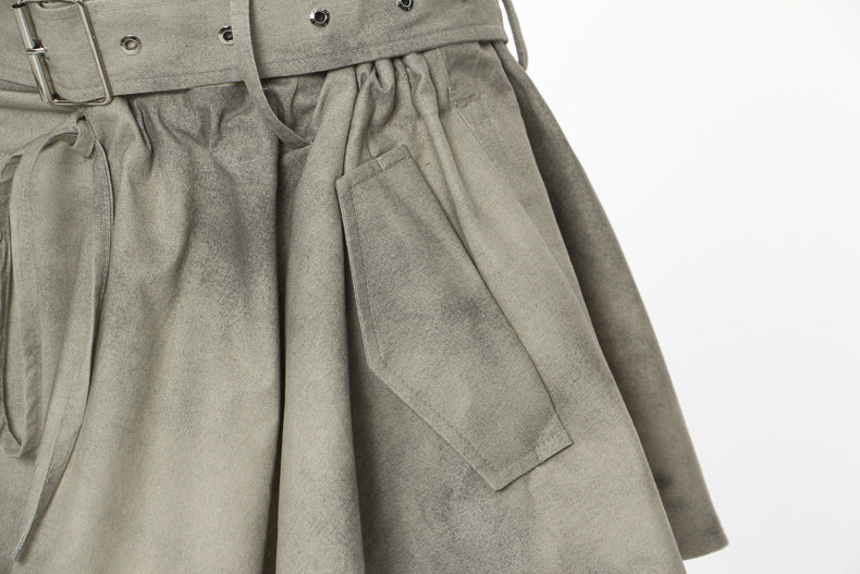 Autumn Winter Camouflage Printing Ink Printing Coat Trench Coat Skirt Casual Suit