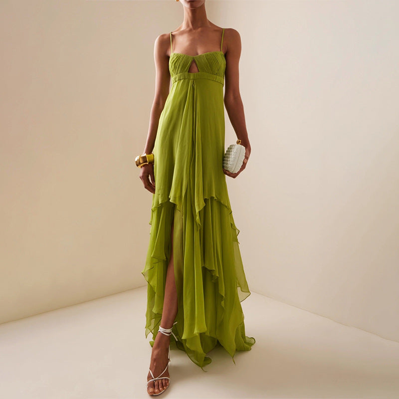 Vacation Tube Top Dress Camisole Irregular Asymmetric Design Solid Color Maxi Dress for Women Bella Mia