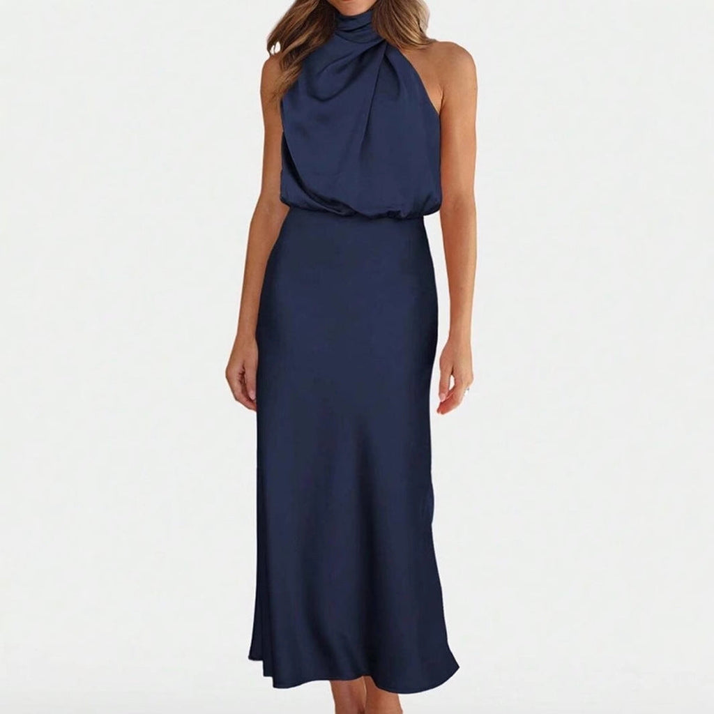 Spring Summer Long Satin Dress Women Clothing Sleeveless Satin Dress
