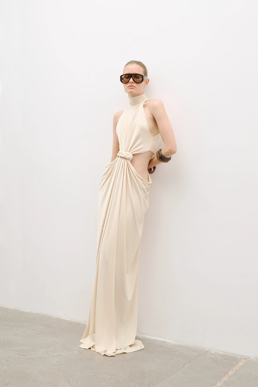 Twisted Hollow Out Cutout out Embellished Maxi Dress Winter Women Clothing Turtleneck Sleeveless Cropped Outfit Niche Dress Visual