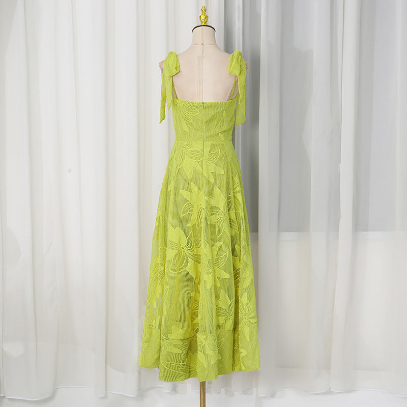 Artistic Retro Socialite Summer High Sense Slim Sexy Strap Dress Women