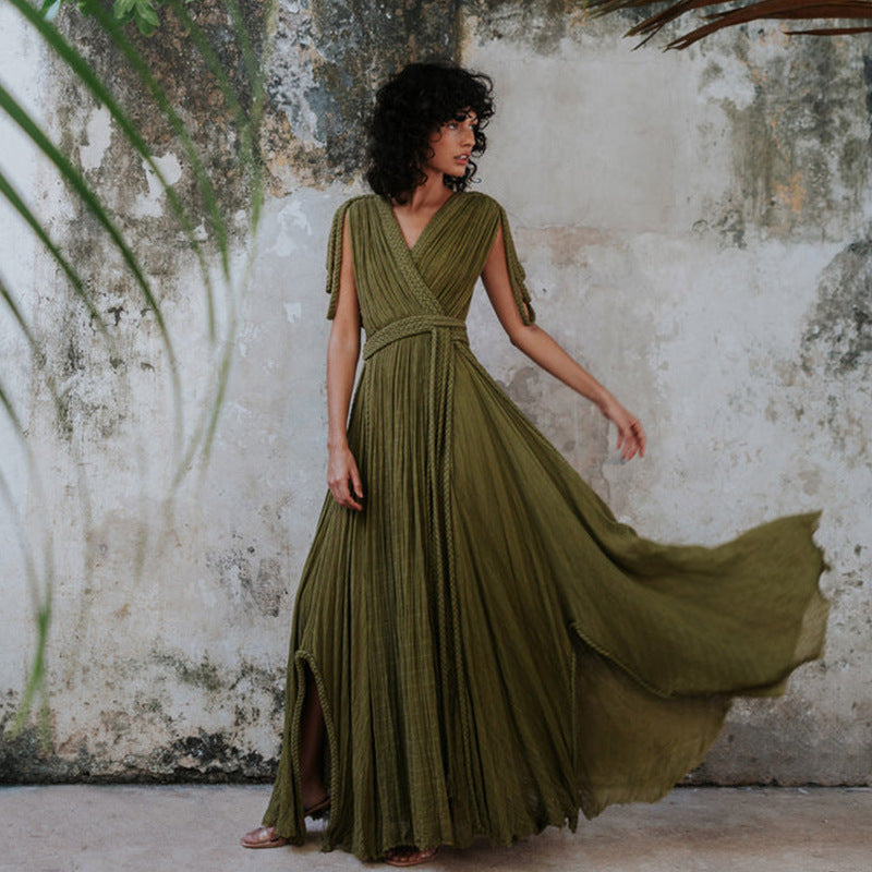 Rope-Strap Halter Vacation Beach Dress