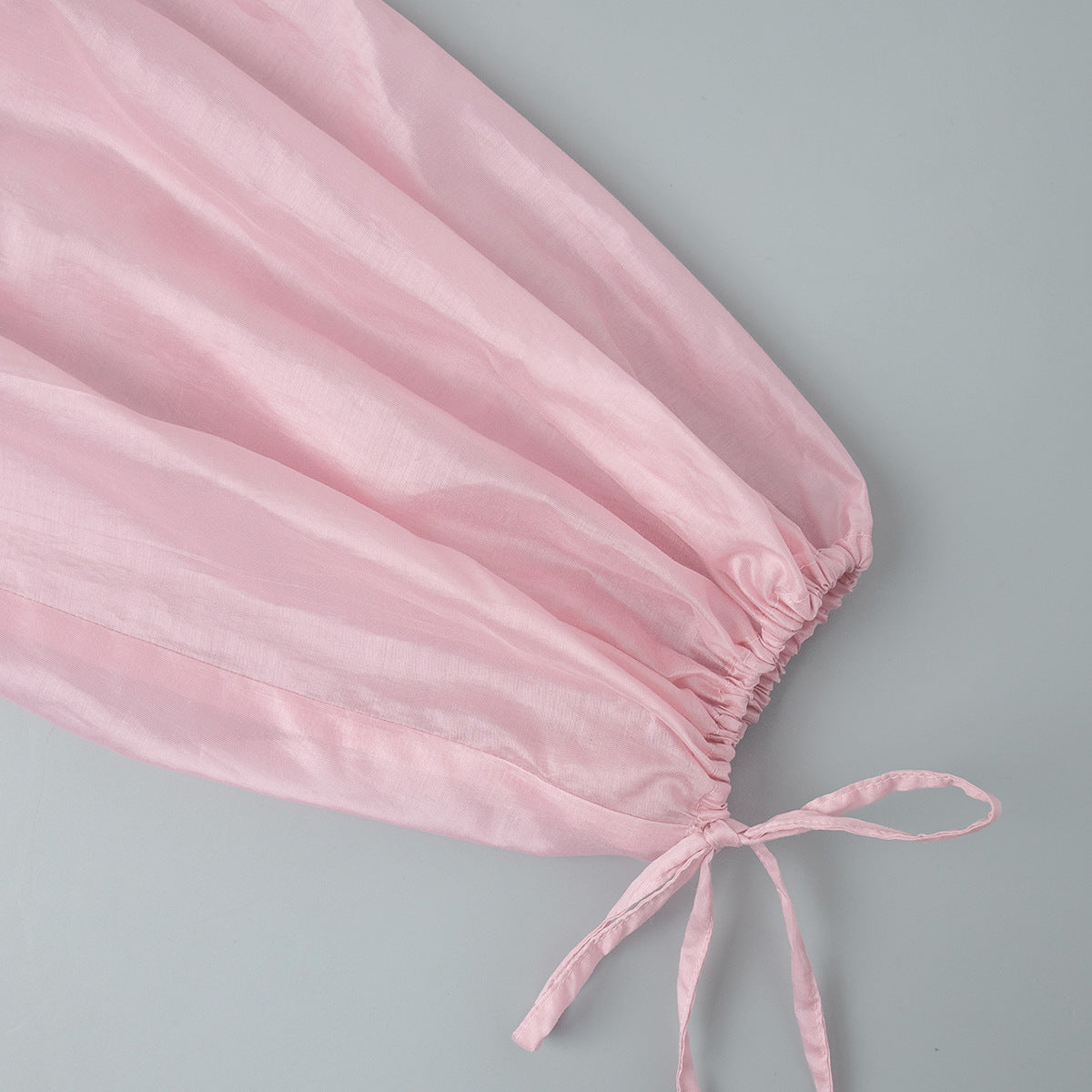 Turtleneck Long Sleeve Shirt Spring Summer Semi Transparent Lantern Sleeve Pleated Bud Turtleneck Shirt