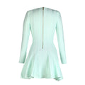 Green Long-Sleeved V neck Sexy Lion Buckle Layering Bandage Large Swing Dress Ragazza