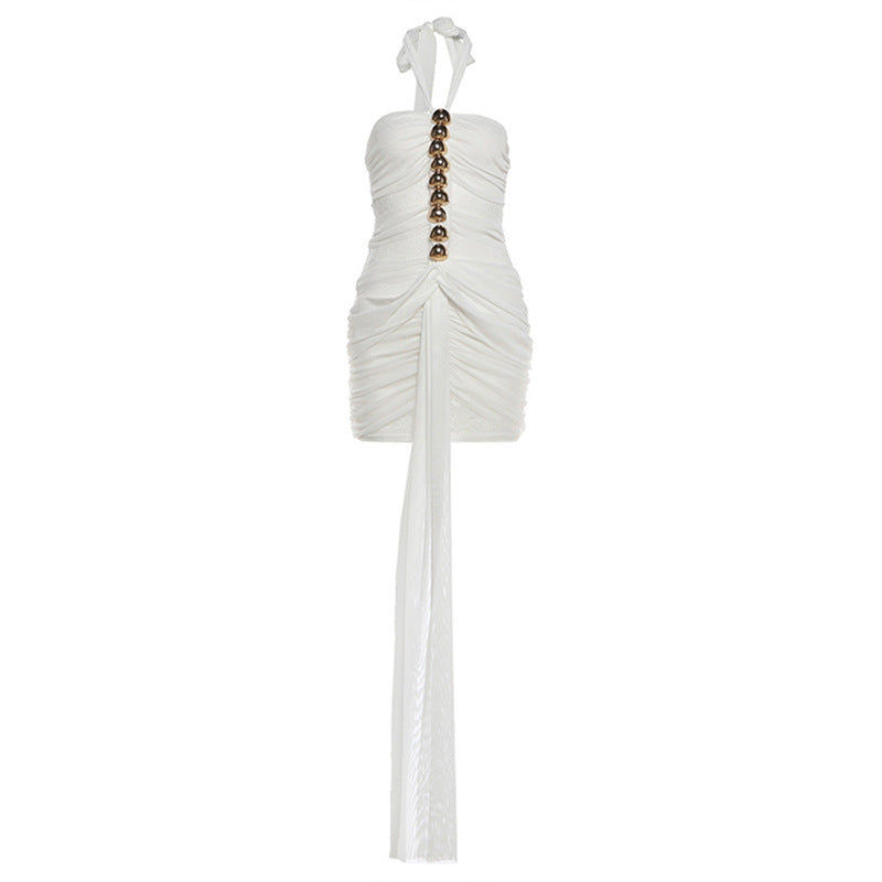 Summer Women Lace Sexy See through Ribbon Halter Dress Bella Mia