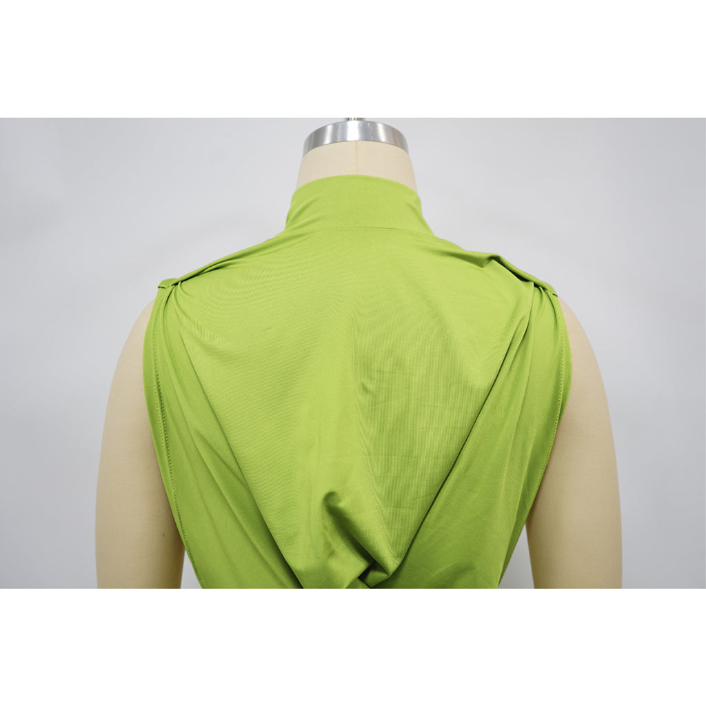 Women Clothing Dress Solid Color Sexy Side Split Sleeveless Dress