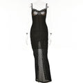 Lace Backless Polka Dot Suspender Split Tight Dress Bella Mia