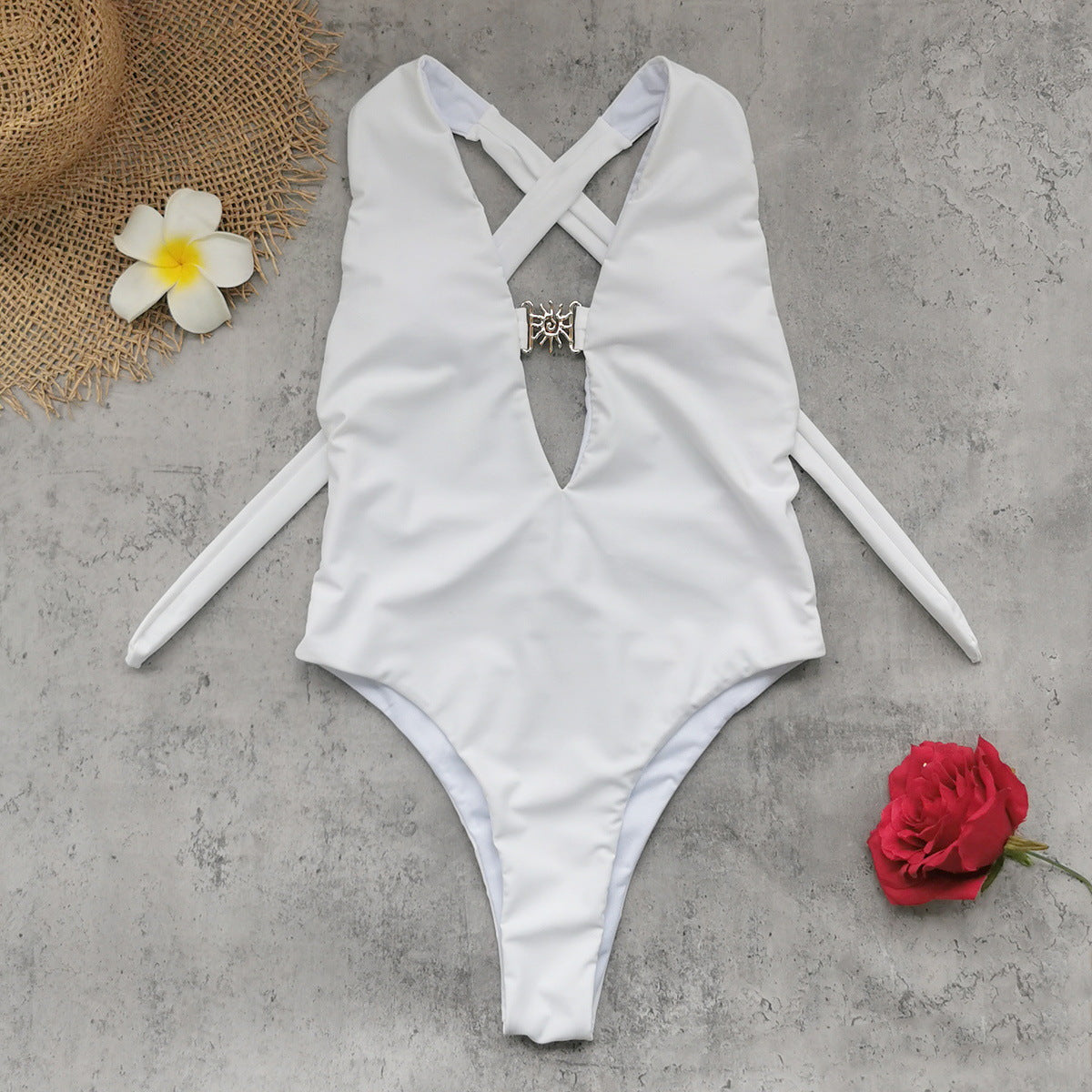 Deep V Halter Backless One-Piece Swimsuit Bella Mia