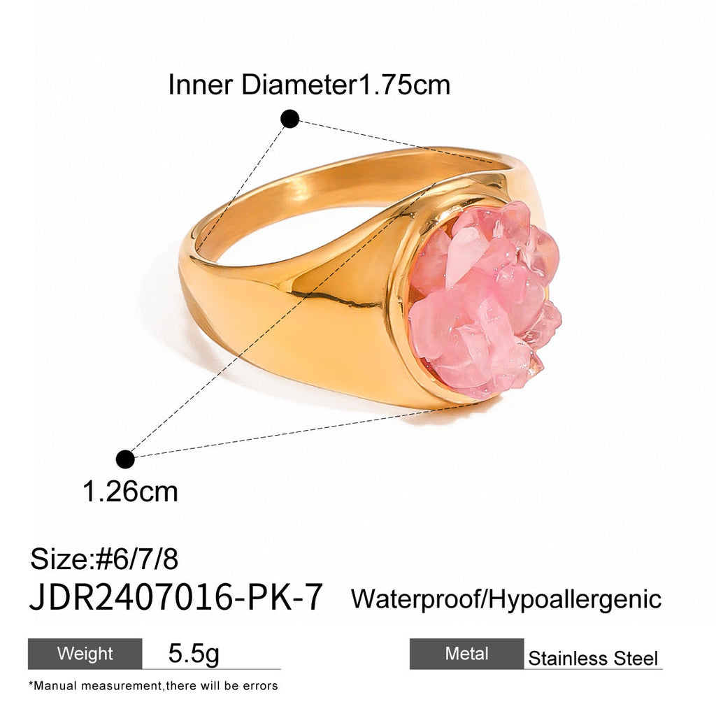 Stainless Steel Natural Stone Eye Catching Ring High Grade Ring Titanium Steel Hand Jewelry Rings