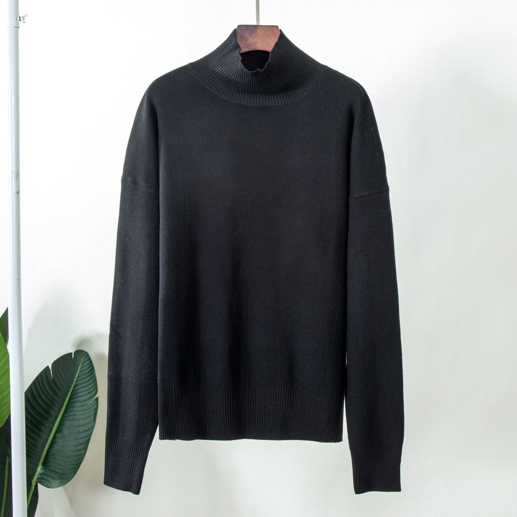 Mock Neck Loose Warm All-Match Knit Sweater Bella Mia