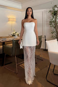 Strapless Tube Top & Lace Maxi Skirt Two-Piece Set