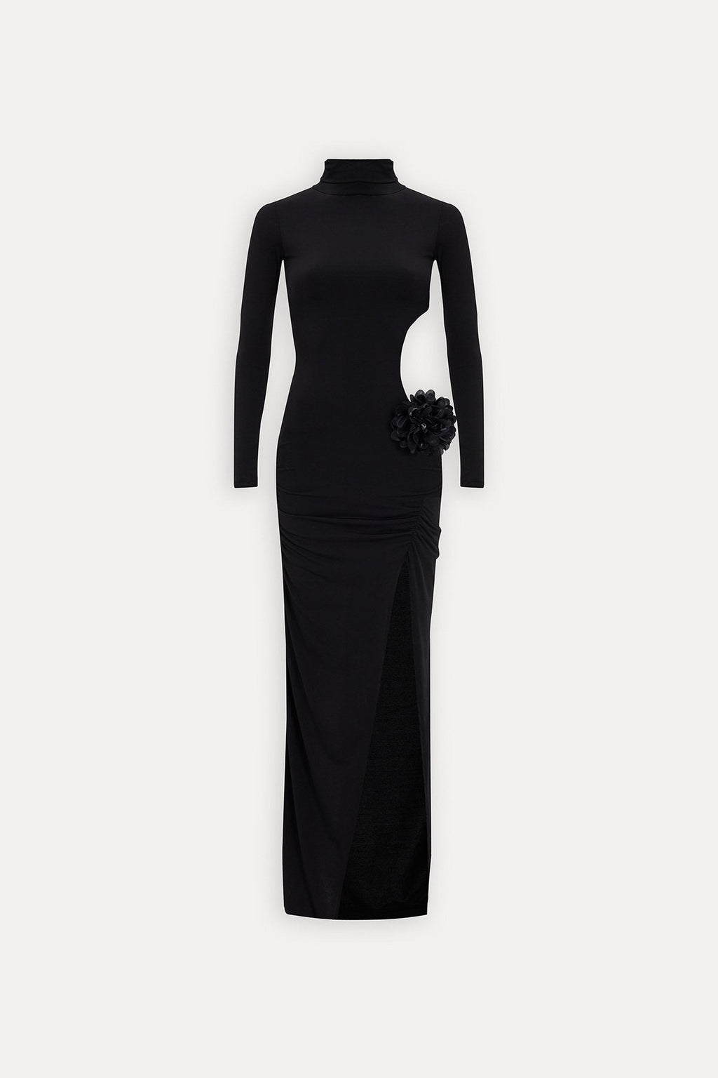 Sexy Women Clothing Hollow Out Cutout out Socialite Private Dress Evening Dress Elegant Three Dimensional Floral Turtleneck Dress