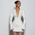 Deep V Collared Pleated Mini Waist Dress Bella Mia