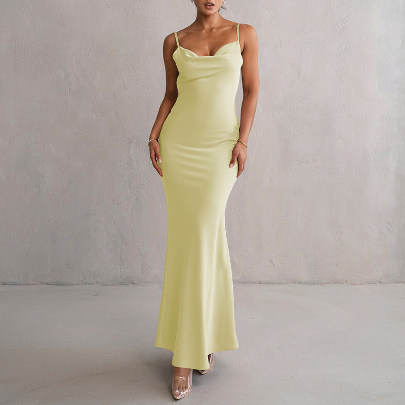 Summer Floral Decoration Elegant Dress Maxi Dress Backless Sling Dress