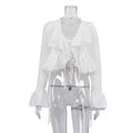 Ruffle Flare Sleeve Tie Neck All-Match Shirt Bella Mia