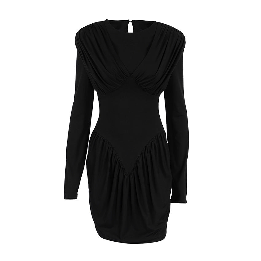 Niche Black Elegant Dress Slim Waist Spring Women Clothing Wanita Store